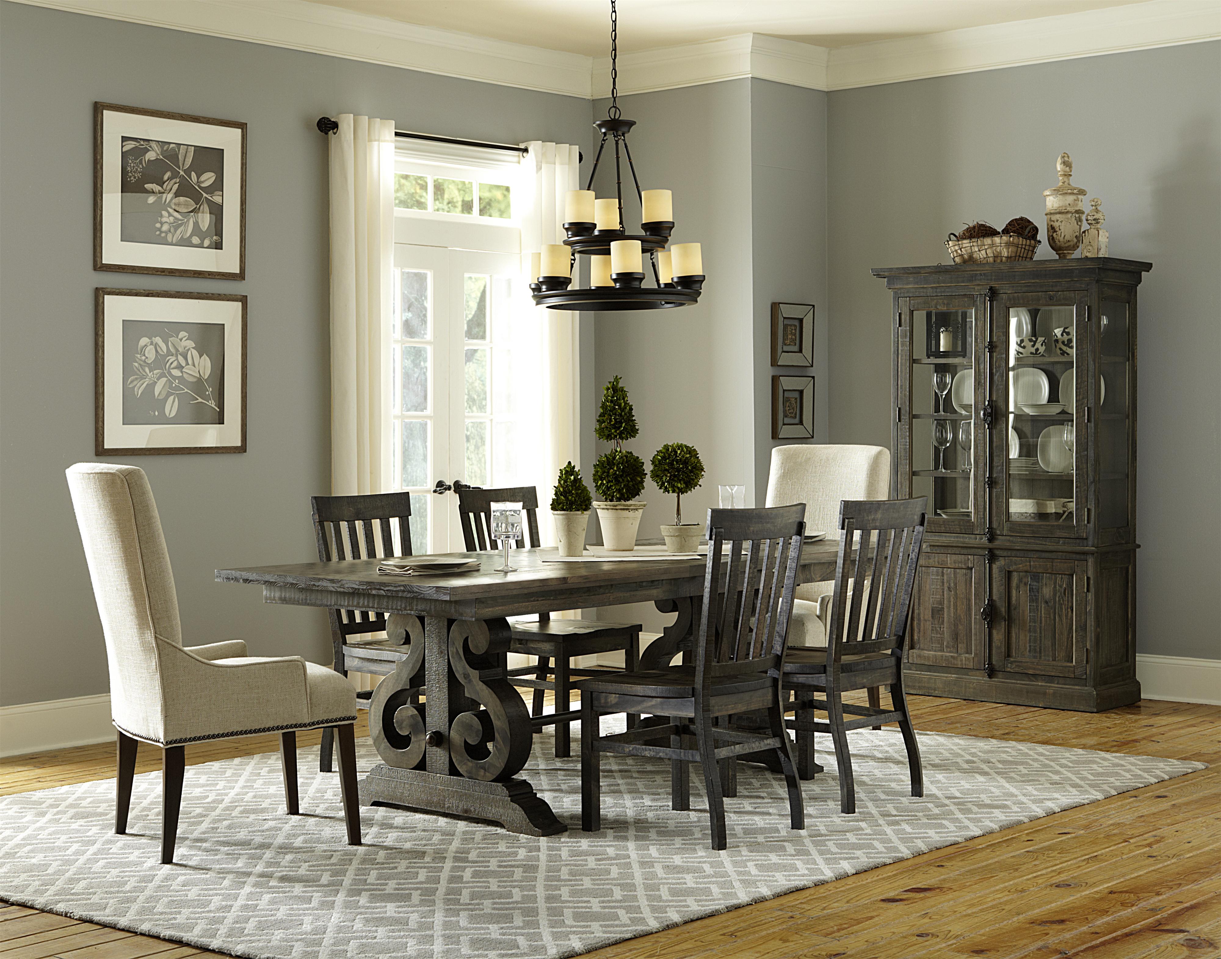 Turnin Transitional Double Pedestal Dining Table with Two